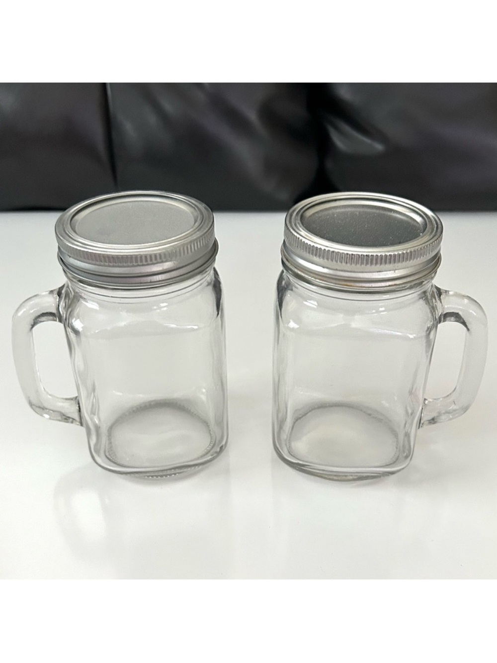 Set of 2 Mason Glass Jars With Handle & Lid, 16oz. each
